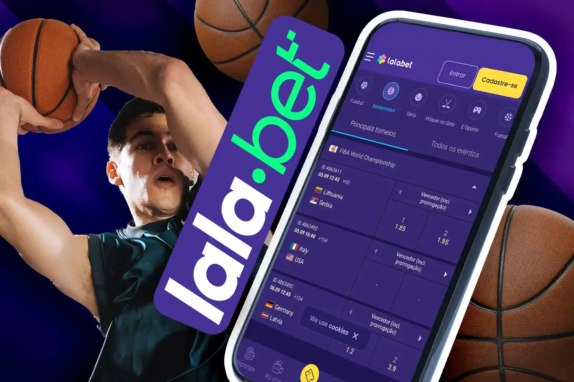 Faça o download do aplicativo móvel Lalabet e aposte no basquete sempre que quiser.