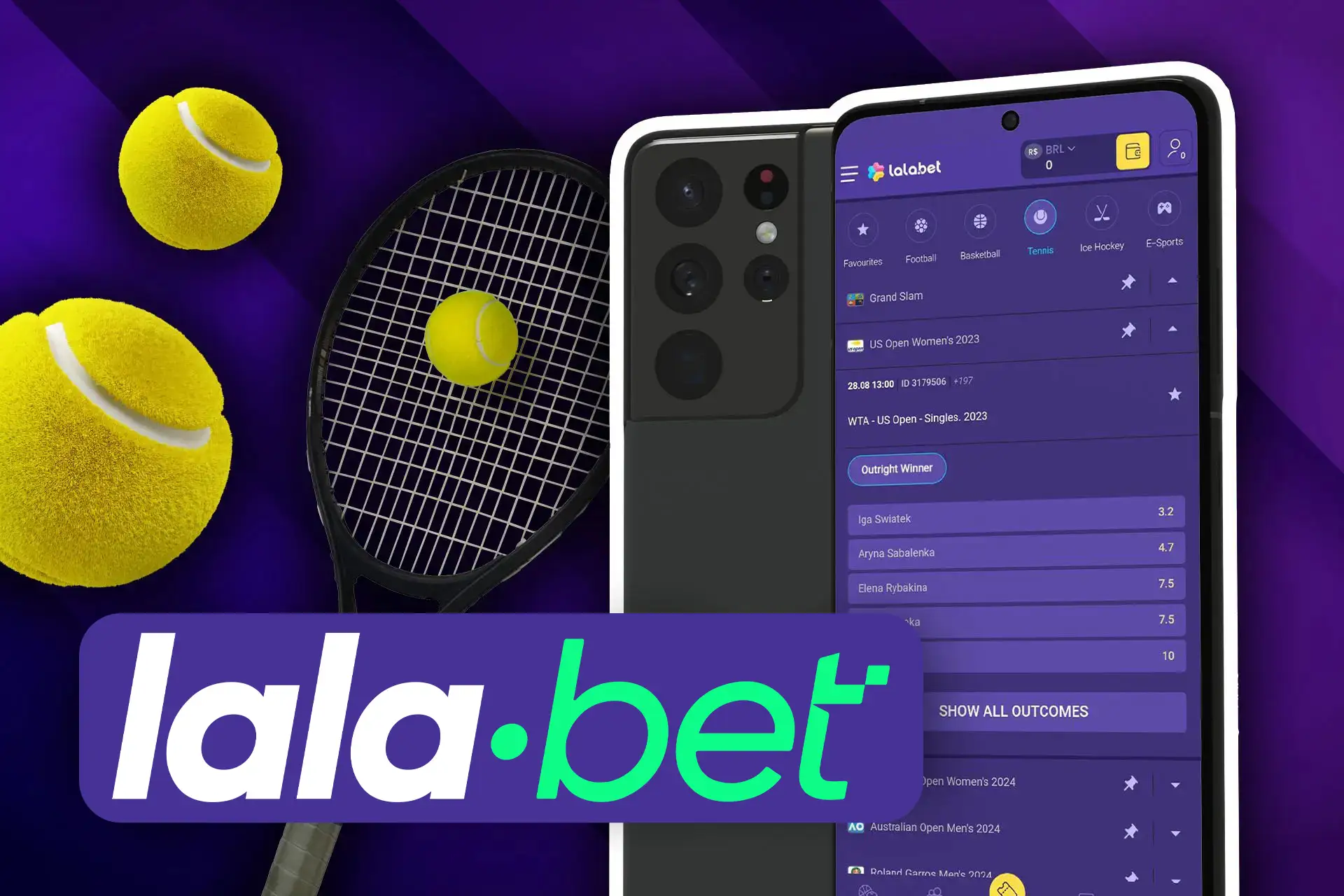 Assista e aposte no tênis no aplicativo Lalabet.