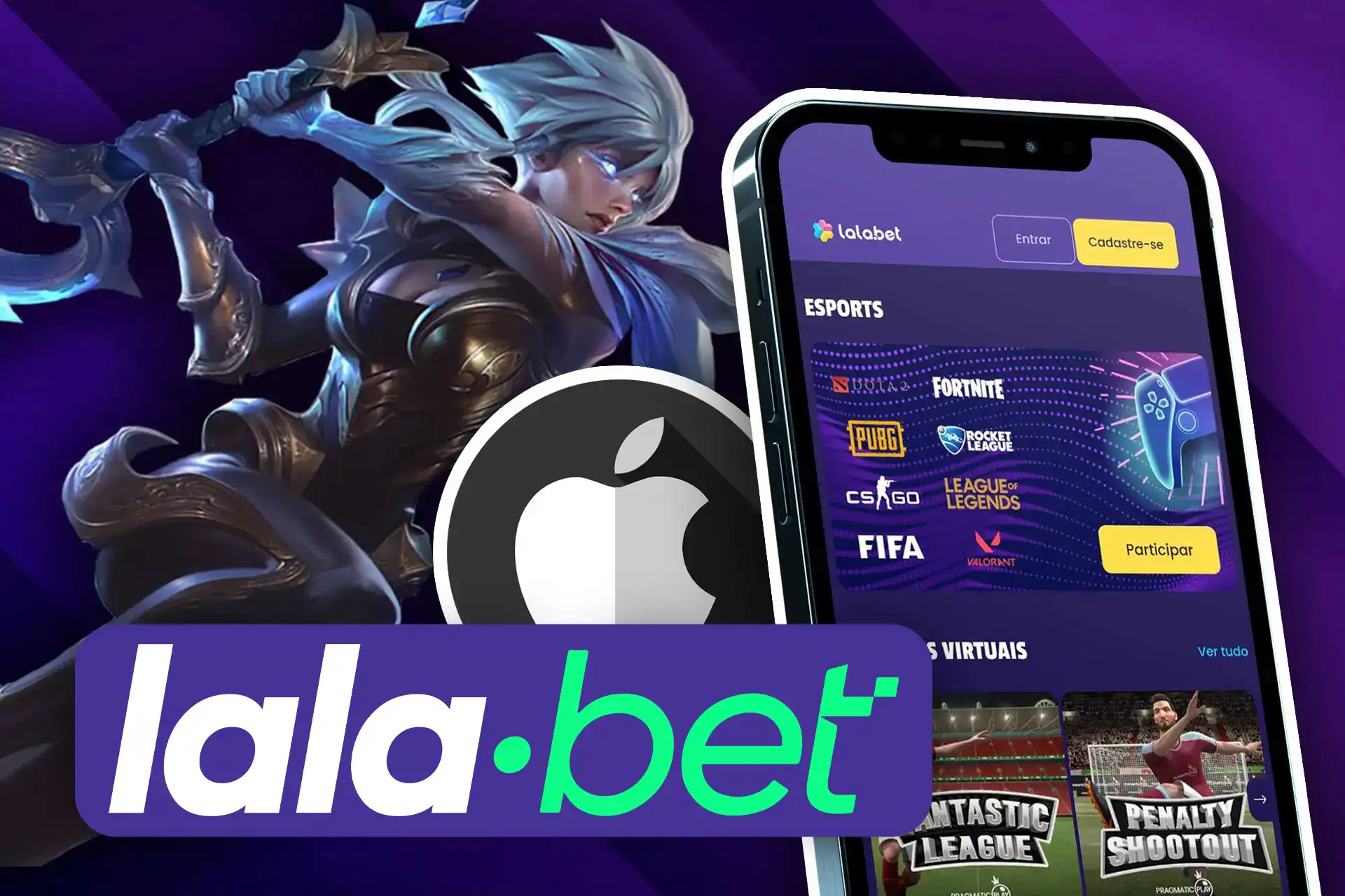 Experimente apostar em esportes eletrônicos por meio do aplicativo Lalabet iOS.