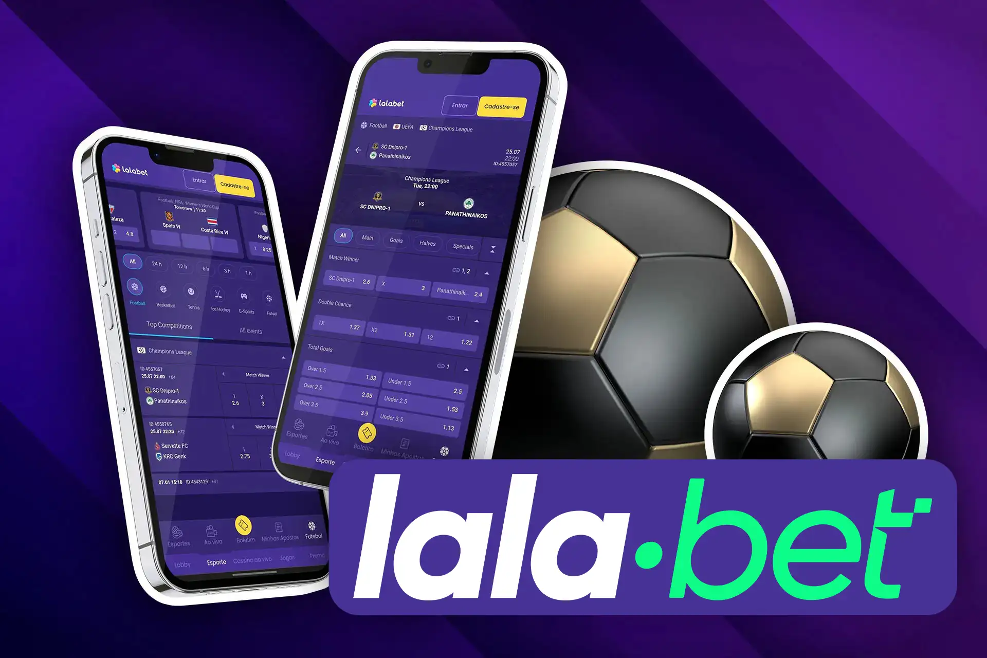 Aposte em jogos de futebol usando o aplicativo Lalabet.